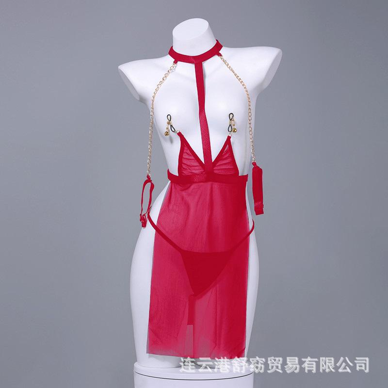 Sex Underwear Sexy Hollow Breasts Passion Bed Robe Mesh Perspective Uniform Temptation Sex Dress