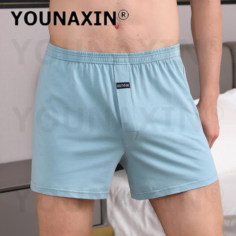Men's Cotton Boxer Briefs High Waist Casual Plaid Pajama Shorts Plus Size Big Underwear Home Sleep Bottoms M L XL 2XL 3XL