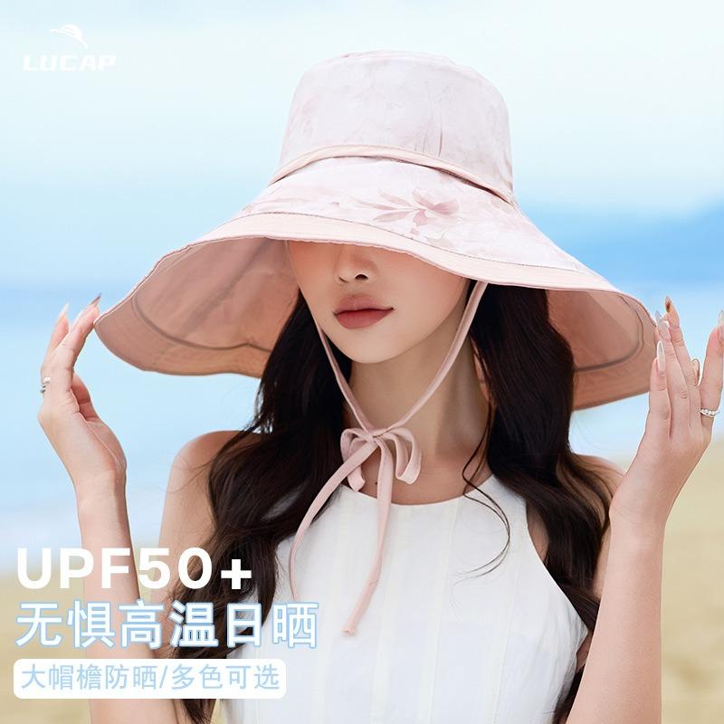 Oversized eaves UV protection hat women's summer windproof bucket hat versatile double-sided sun protection sun hat