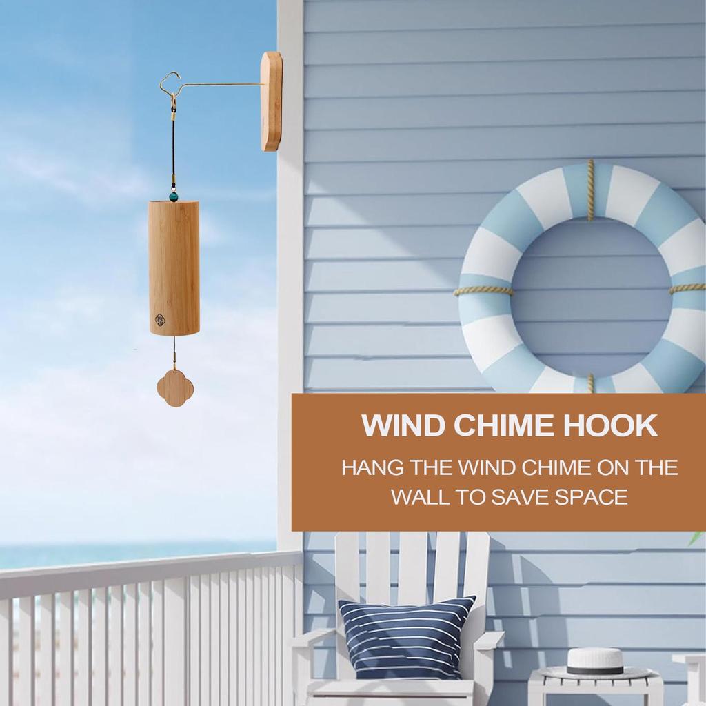 Wind Chime Hanger Wood Wind Chime Stand Plant Holder Hanger No-Drill Decorative Stand for Garden Balcony Fence Yard Backyard