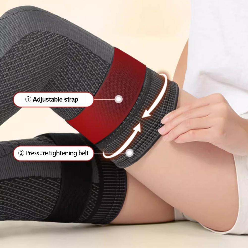 1 paire de genouillères de compression longues, support de soutien, manchon de sport à rayures allongées, protection contre l'arthrite et les douleurs articulaires, genouillère élastique