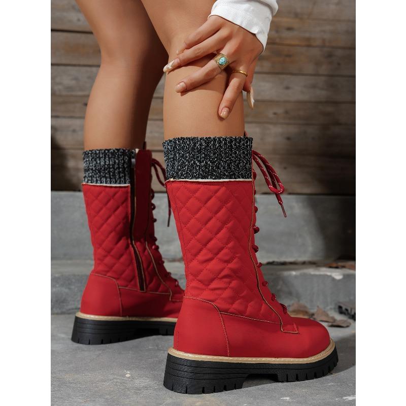 Lace-up Woolen Mid-leg Boots Women's Winter 2025 New Fleece Platform Size Muffin Martin Boots