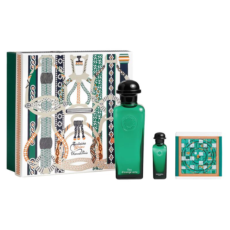 Hermes Orange and Green Fountain Gift Box Perfume Set Cologne EDC + + Birthday Gift 12972531 12972531-100ml+7.5ml+50g зелёный