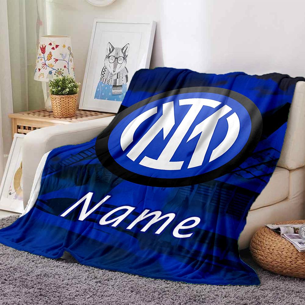 Personalisierbare Decke mit Name, Inter Mailand, Weich & Warm, für Sofa, Büro, Bett, Reise, Mittagspause, Geschenk, Geeignet für Alle Jahreszeiten