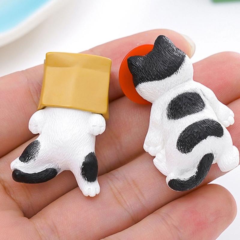 4 Piece Cartoon Miniature Cats Resins Figurines DIY Desktop Ornaments For Home Office Tabletop Decoration Gifting