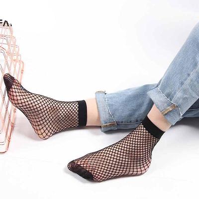 New Womens Beaded Fishnet Retro Bow Socks Ankle High Trendy Socks Stockings