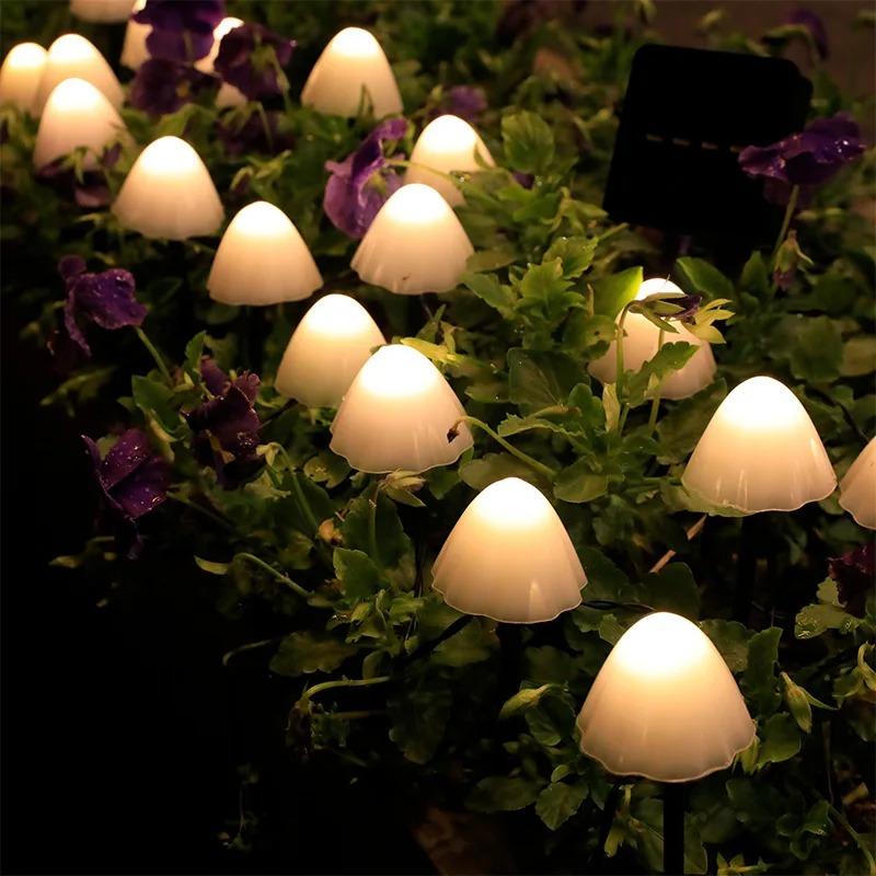 Solar Powered LED Mushroom String Lights for Outdoor Garden Patio Terra Path Fairy Landscape Lighting