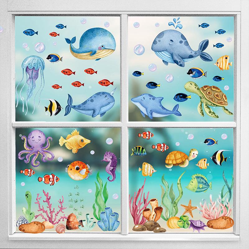 Ocean World, Cartoon Stickers, Living Room Bedroom, Children's Room Decoration Stickers, Moisture-proof Wall Stickers, Home Decoration Stickers