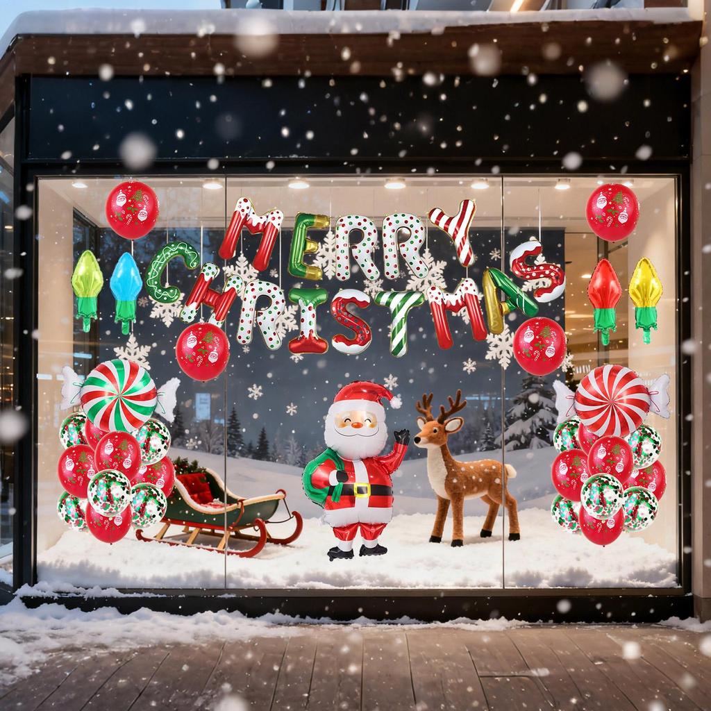 Christmas Balloon Set Colorful Festive Home Decor Party Balloons Holiday Decorations for Wall Door Tree Patio Indoor Living Room