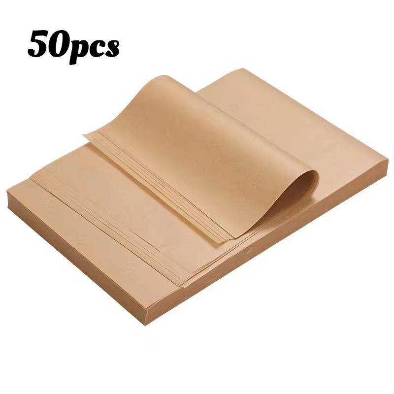 

50/200pcs Brown Unbleached Parchment Paper Non Stick Waxed Paper for Cookies Baking Air Fryer Microwave Safe Durable Nontoxic