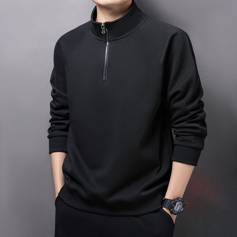 Höst Vinter Ståkrage Halv dragkedja Lös passform Vardaglig Pullover Huvtröja