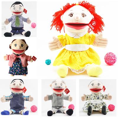 35cm Family Open Mouth Glove Puppets Kindergarten Show Mom Ventriloquist Tell Story Muppet Role Play Handdoll Boy Girl Gifts Toy