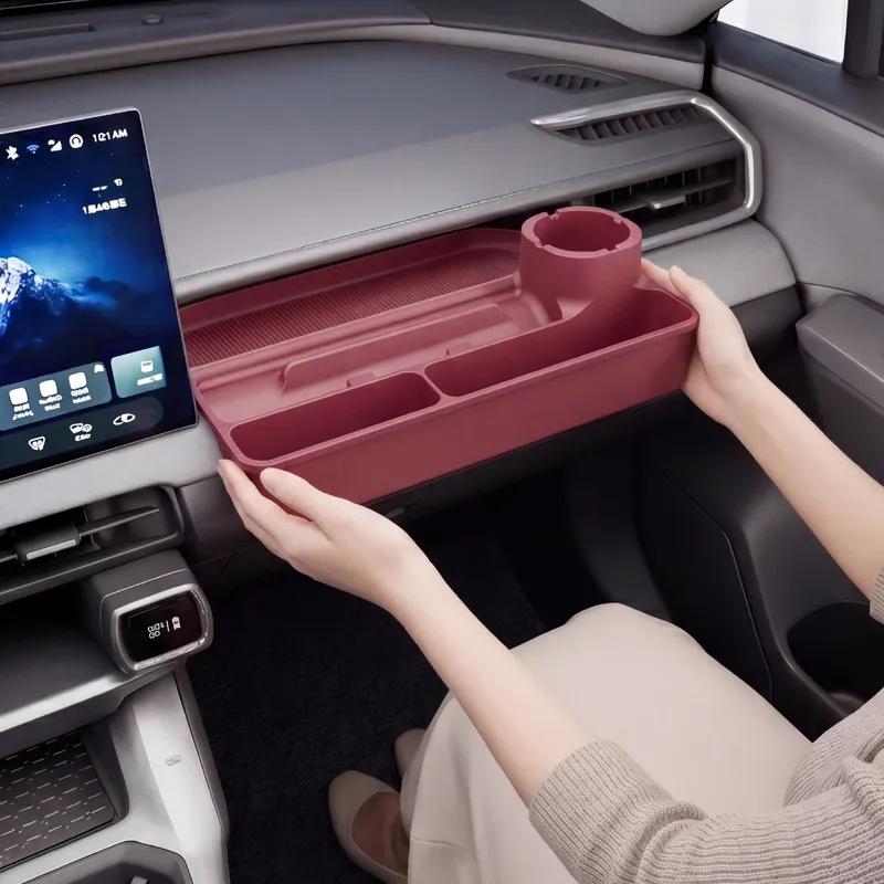 LHD Soft Silicone Co-pilot Dashboard Storage Organizer Tray Box For Toyota RAV4 2026-2028 Car Passenger Console Sundries
