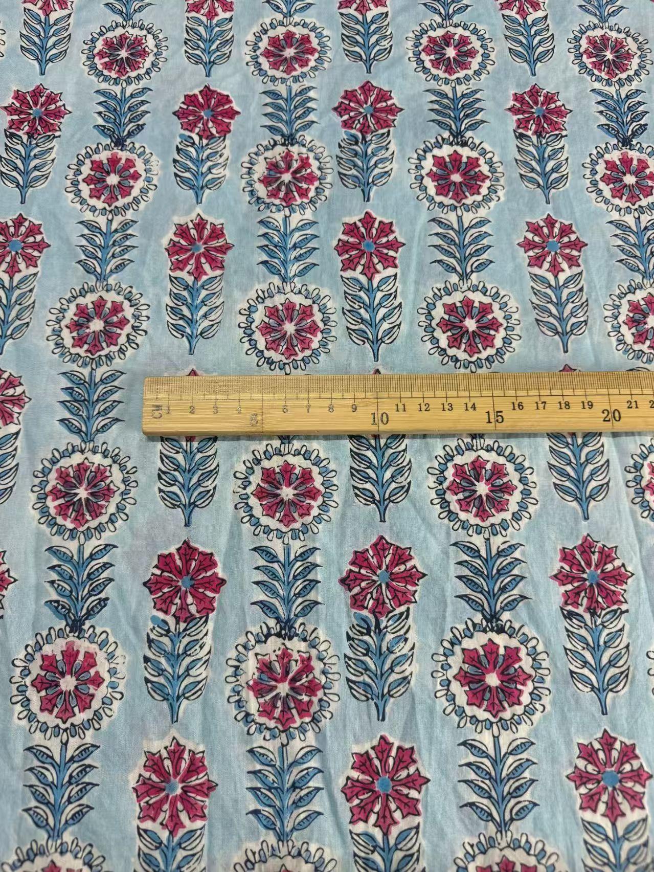 Block Printed Cotton Fabric Light Weight for Boy s Short Pants