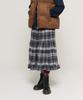 Cargo Bros For Woman Check Tiered Elastic Long Skirt (Navy)