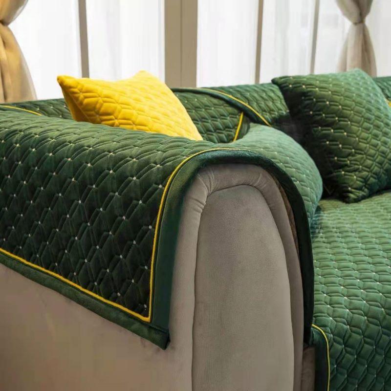 Prosop de canapea cu broderie la modă, iarnă, caldă, îngroșă, husă de canapea matlasată, de lux, de culoare solidă, pentru camera de zi