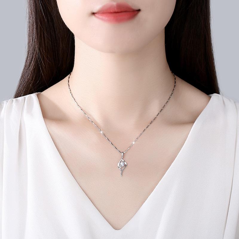 Cupid's Arrow Pendant Necklace 925 Sterling Silver Blue Diamond Zircon French Style Elegant Jewelry for Women
