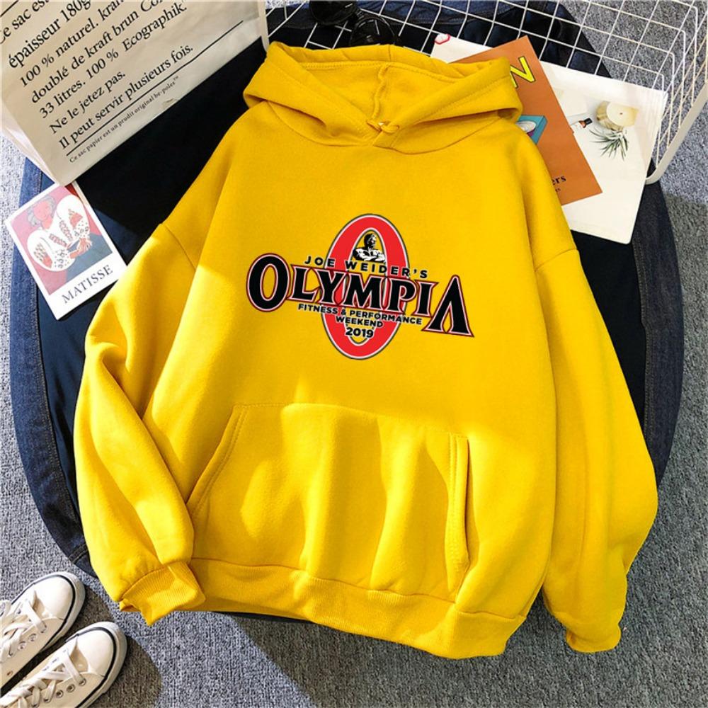 OLYMPIA Bedruckte Fitnessstudios Harajuku Lustiger Damen-Hoodie Kleidung Herren Damenmode Hoodies Übergroßes Sport-Sweatshirt Kapuzenpullover Unisex
