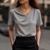 Damen Oberteile Slim Fit Kurzarm Überkreuz V-Ausschnitt Pullover Oberteile Einfarbige Weicher Stoff Sommer Shirt Täglich