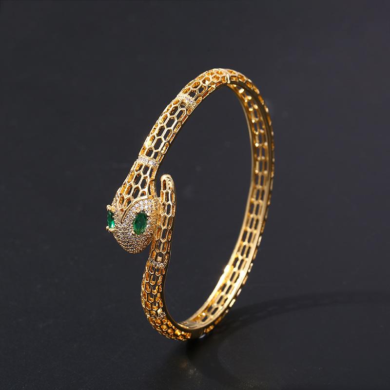 Snake Bracelet Real Gold Open Design Hollow Snake Bone Bracelet