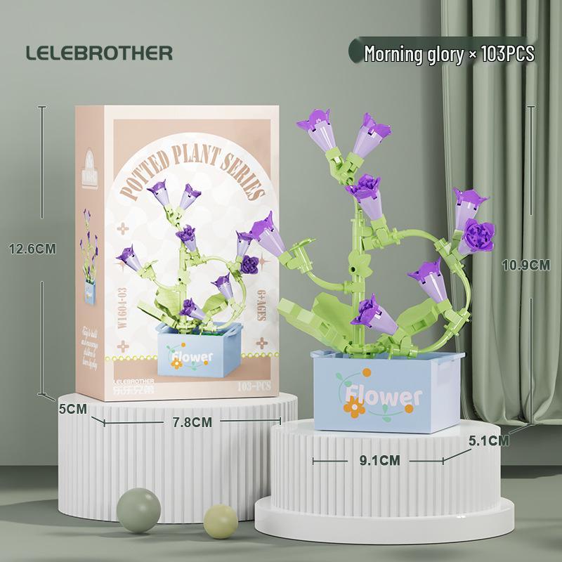 Preserved Flower Bonsai & Rose Succulent Building Blocks - Compatible with LEGO