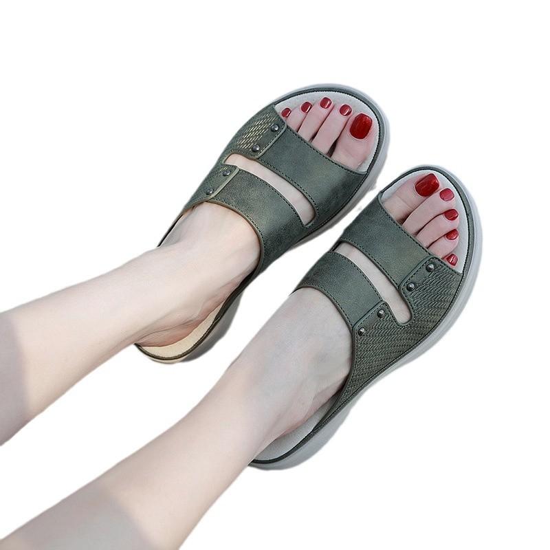 Sandali in Vera Pelle da Donna Semplici Borchie e Stile Sportivo Pantofole Taglie Grandi Donna Leggere e Comode da Indossare all'Aperto