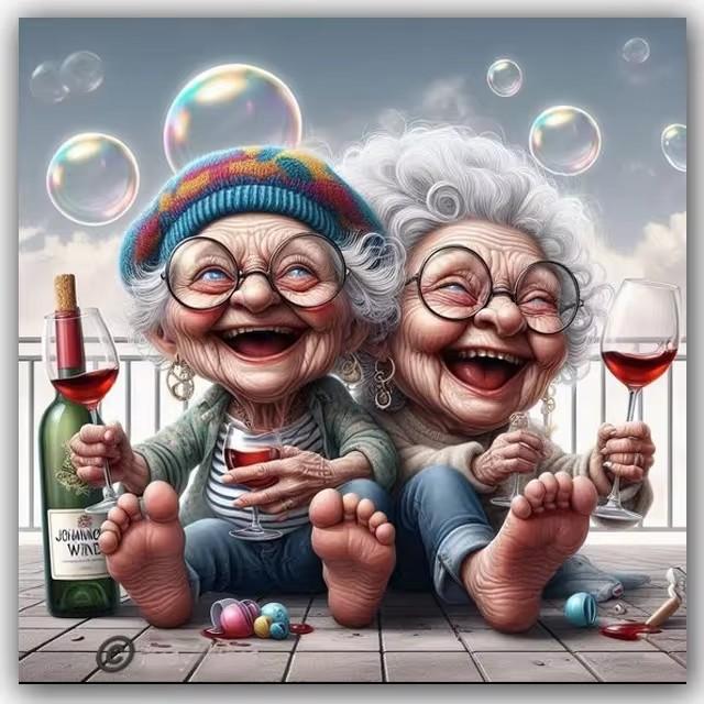 

Наборы для 5D алмазной вышивки «Старомодная бабушка», Счастливые бабушка и дедушка пьют, DIY мозаика, вышивка крестом Full Round 40x40CM