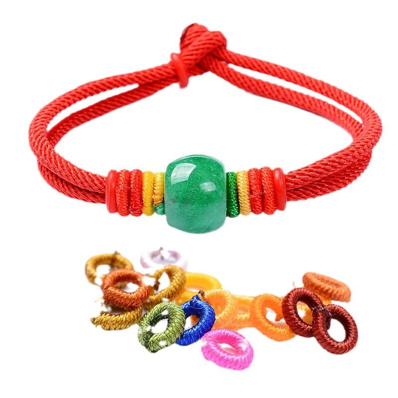 Renkli Spiral Düğüm Kendin Yap Bileklik Malzemeleri: Kırmızı El Yapımı Dokuma İp, Örgülü Halat Aksesuarlı