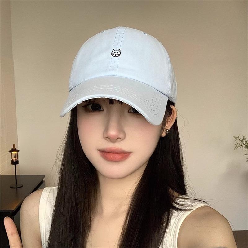 New Cute Cat Embroidered Baseball Cap High Value Sunscreen Peaked Cap Sunshade Breathable Spring and Summer Versatile Hat Women