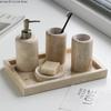 Nordic Cave Stone Bathroom Suit Lotion Bottle Toothbrush Storage Cup Soap Dish Cotton Swab Jar Marble Tray Bathroom Accessories