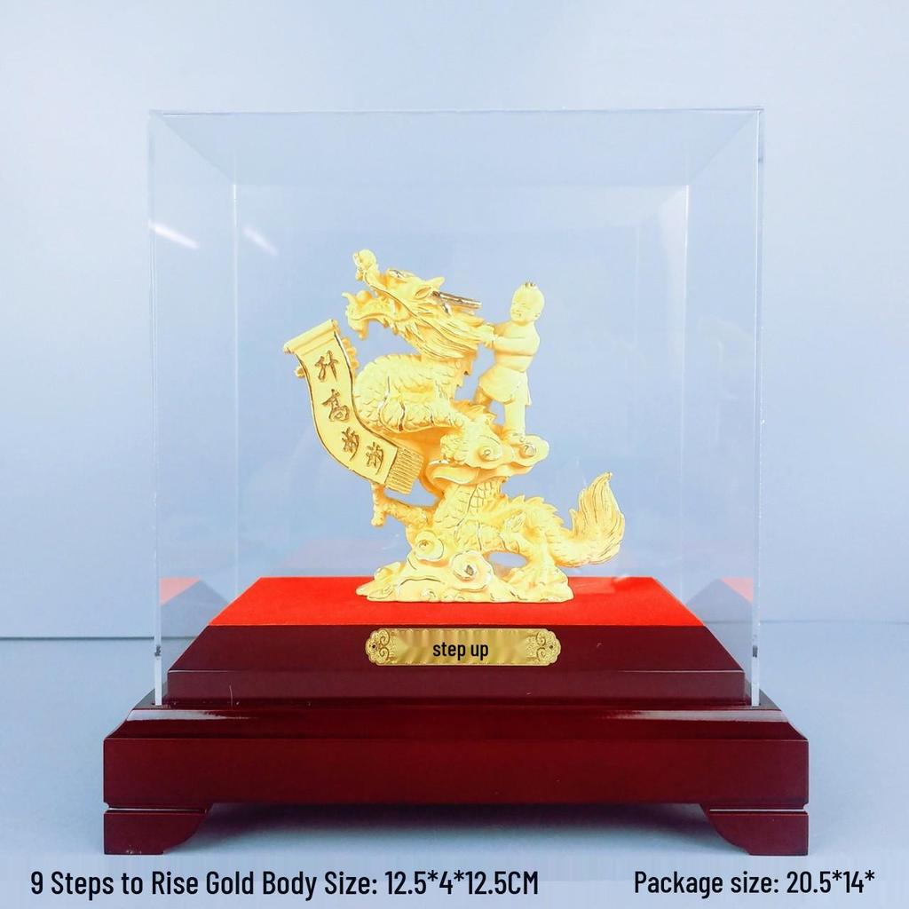 Flocked Gold Dragon Zodiac Ornament for Year of the Dragon - Wealth-Attracting Decoration and Business Gift