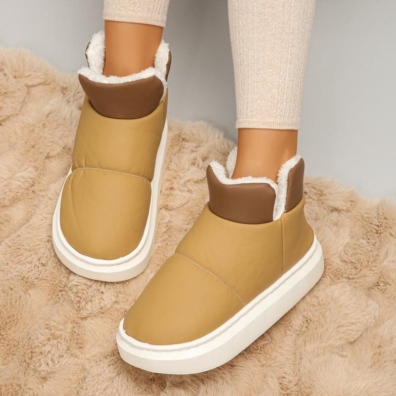 Winter New Velvet Warm Middle Cotton Shoes Comfortable Versatile Bread Shoes One Pedal Large Size Snow Boots Women