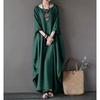 Loose Plus Size Women's Cotton and Linen Long Skirt Dress