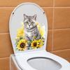 Cartoon Cat Toilet Sticke Self-adhesive Cartoon Bathroom Mural Cat Wall Decals  Decorative Sticker