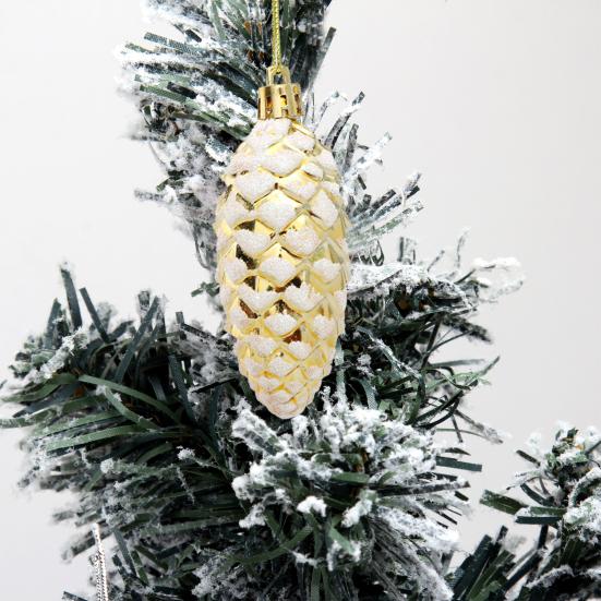 5Pcs/Box Christmas Hanging Pinecone Glitter Reusable Unbreakable Xmas Tree Decoration Plastic Pine Cone Ornament Party Supplies