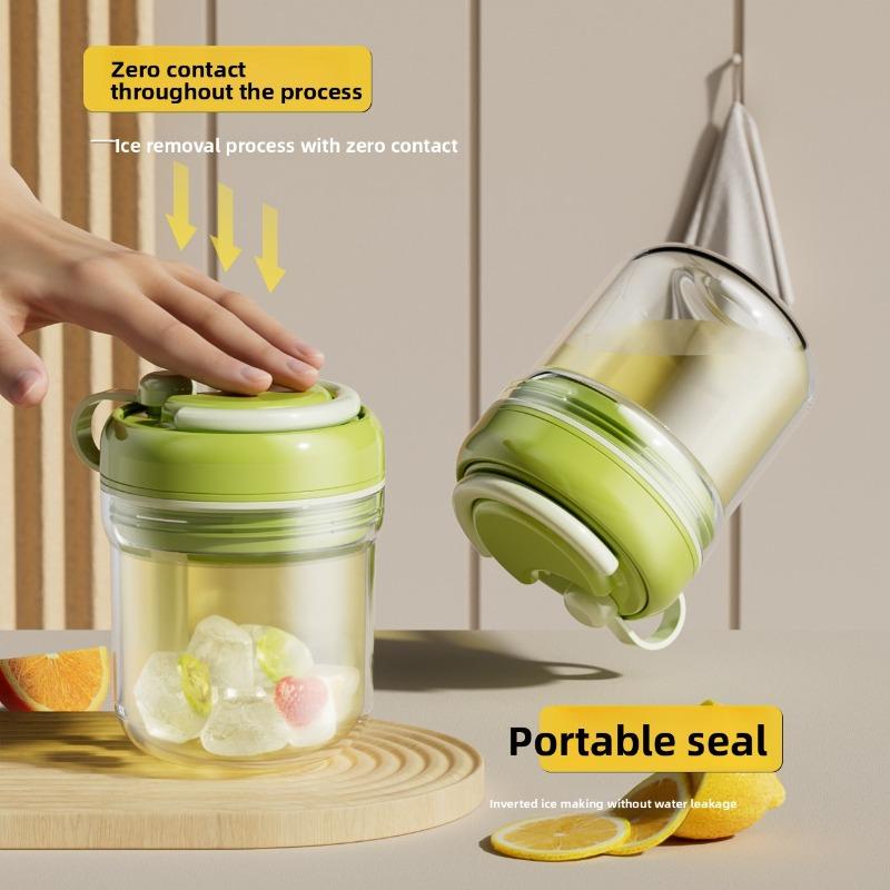 Drei-in-Eins-Eisbox-Wasserflasche, Begleitbecher mit Eiswürfelform, Wasserflasche mit Eisbox, Gepresster Lebensmittel-Eisbecher