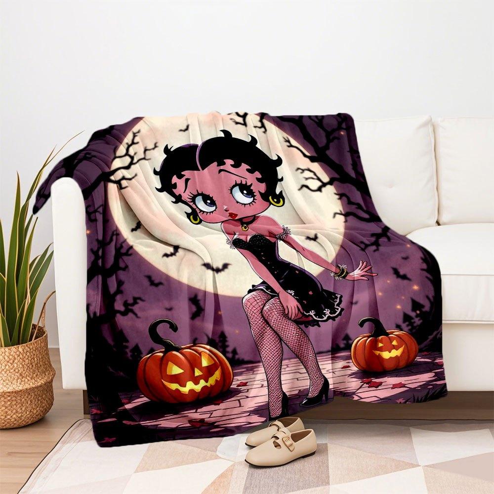 Halloween Betty Boop Pokrowiec na Telefon Koc Flanelowy Rzut do Sofy, Łóżka, Podróży, Kempingu, Biura, Kanapy, Krzesła
