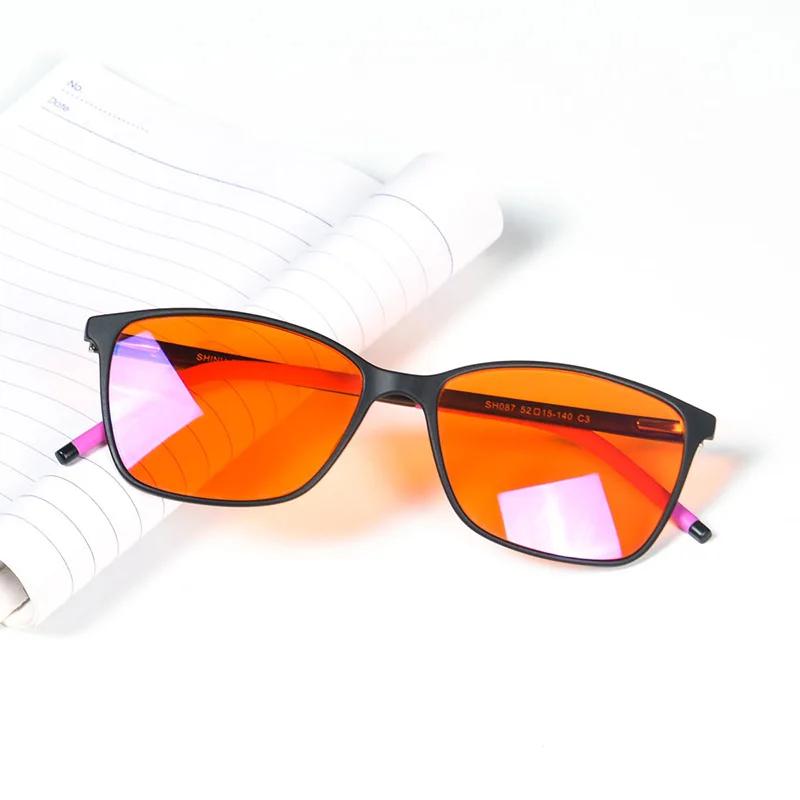 Shinu Blue Light Blocking Computer Glasses Women Red Lenses 100% Blocking For Good Sleep Orange Lenses Long Time With Blue Light