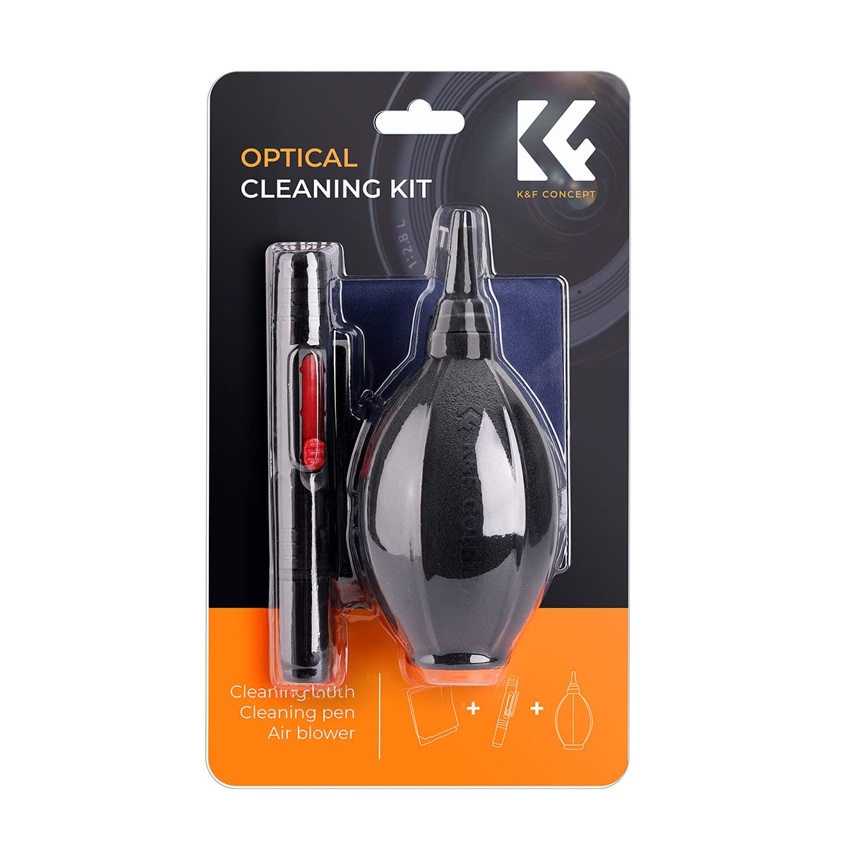 

Concept Lens Cleaning 3in1 Kit Очистка линз K&F (ручка для линз, груша, ткань) фильтры, очки, смартфоны и т. д.