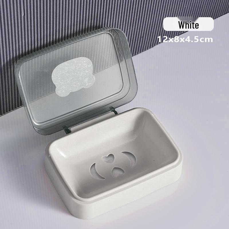 Transparent Flip-Top Soap Box with Draining Feature for Home, Dorm, Bathroom, or Balcony белый