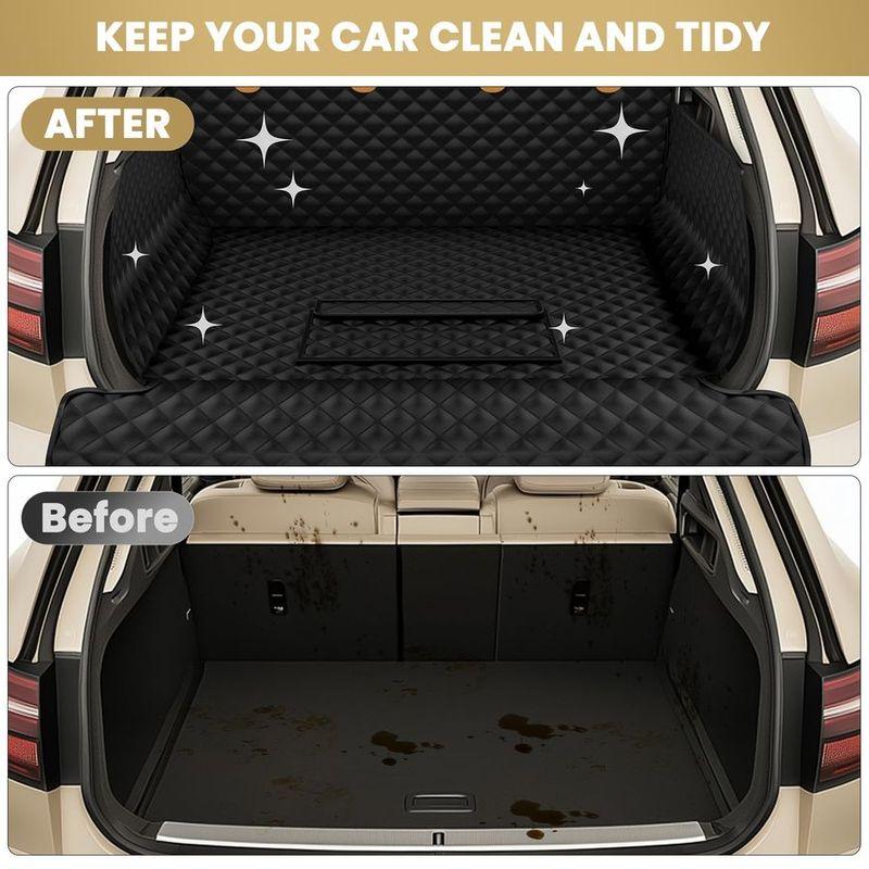 

SUV Cargo Liner for Dogs Pu Leather Pet Car Seat Cover Protector with Bumper Flap, NonSlip Backseat Mat for SUVs, Sedans, Vans T красный