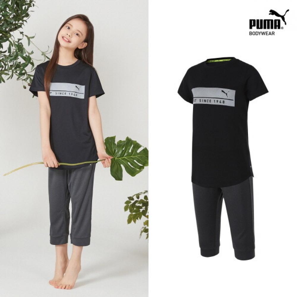 

Puma Junior Girls Multiwear Top And Bottom Black+melange Grey Set PGYISL10/00/130