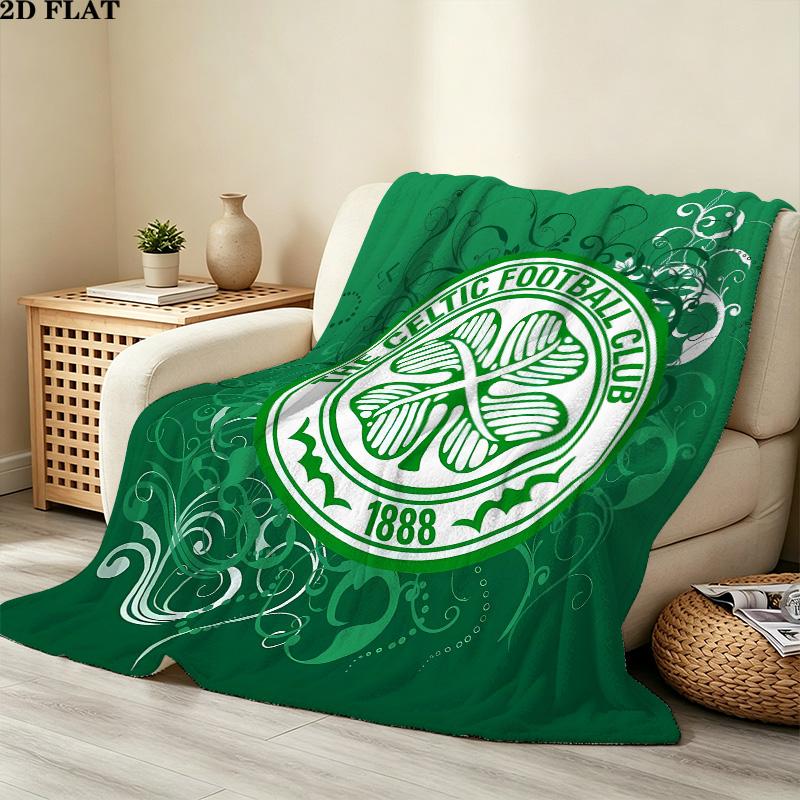 1PC Celtic Football Club Patterned Flannel Blanket Suitable For All Seasons For Home Decor Warmth And Comfort Gifts Holiday Present