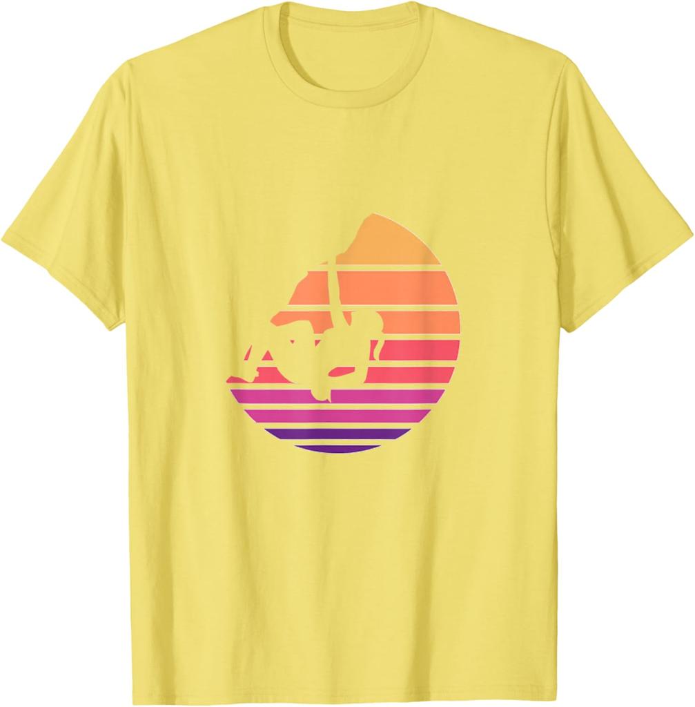 Rock Climbing Sunset Retro Vintage Graphic Tee Men Women Cotton Short Sleeve TShirt Outdoor Sports