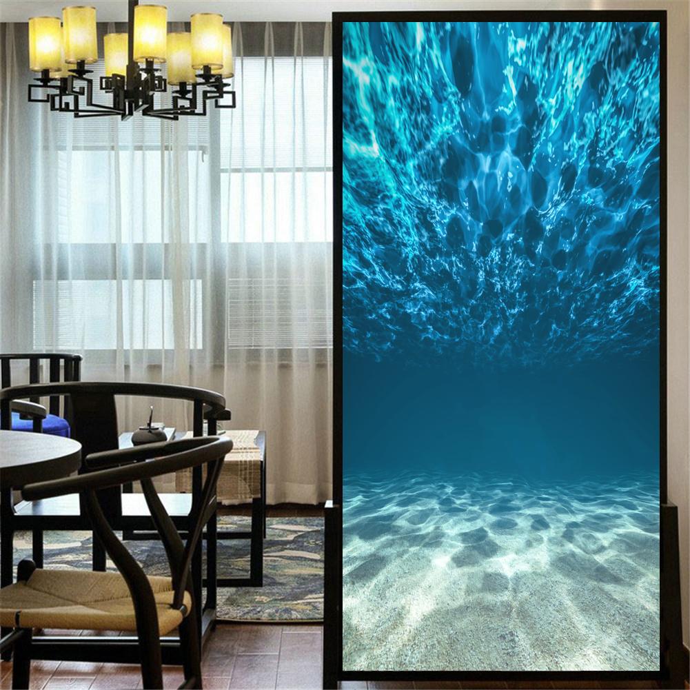 

Privacy Windows Film Beautiful Scenery Stained Glass Window Stickers No Glue Static Cling Decorative Frosted Window Films (as the picture,80x180cm WxH)