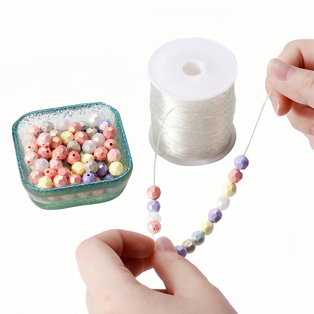 Cordón de Cristal Elástico Fuerte de 100m Hilo para Abalorios Fabricación de Joyería DIY Collar Pulsera Cordón Elástico Grosor 0.5-1mm