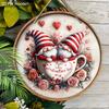 2D Flat, 1pc Happy Valentine's Day Rose Cup Gnome Pattern Wooden Sign Valentine's Day Gift Holiday Party Decoration Plaque for Home Wall Art Decor