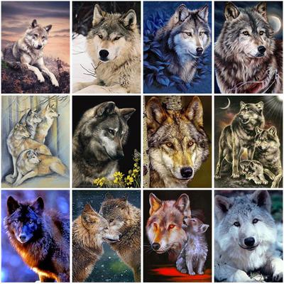 5D vlčí zvířecí vzor plný diamantový obraz Kresba kulatým vrtákem Pryskyřice Vlastní vyšívání Sady křížkového stehu Home Decor Wall Art