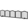 Dog Gate, Freestanding Barrier Gate with Feet, Foldable Dog Gate, 5 Panels, 261.5 x 29.5 x 61 cm, Black