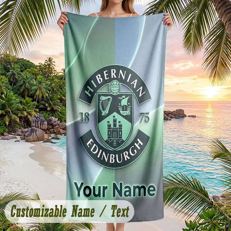 Beach Towel Hibernian FC Print Custom Name Text Soft Towel for Swimming Pool